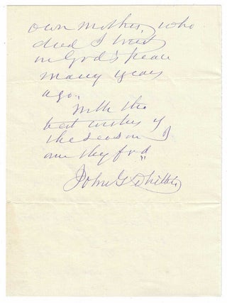 John G. Whittier photograph and letter