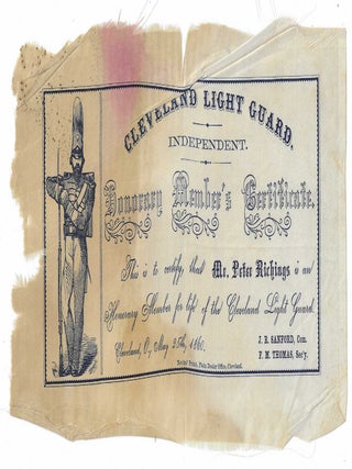 Item #10153 Honorary Member's Certificate. Cleveland Light Guard