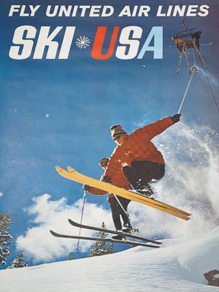 Item #10194 Fly United Airlines - Ski USA. United Air Lines, Winter Sports