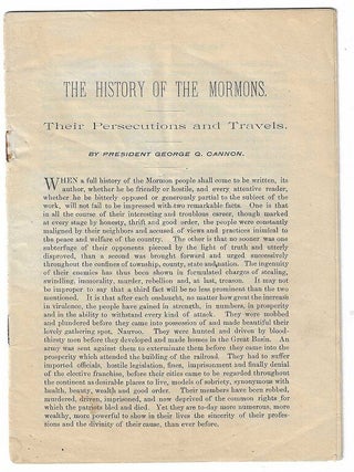 Item #10678 The History of the Mormons: Their Persecutions and Travels. George Q. Cannon