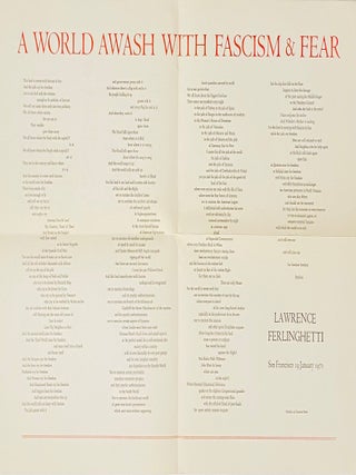 Item #10706 A World Awash with Fascism & Fear. Lawrence Ferlinghetti