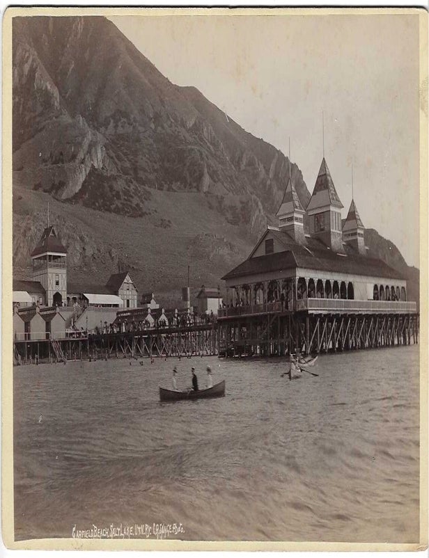 Item #11052 Garfield Beach. Salt Lake City. U+N. Ry. C. R Savage, Charles Roscoe