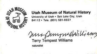 Item #11122 Signed Business Card. Terry Tempest Williams