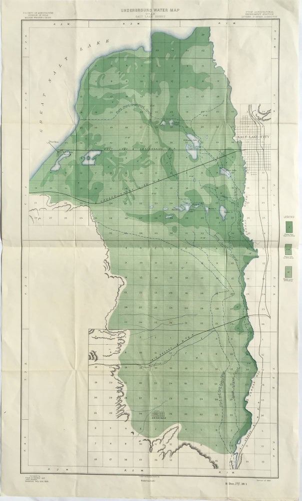 Item #1257 Underground Water Map - Utah - Salt Lake Sheet. Frank D. Gardner, John Stewart.