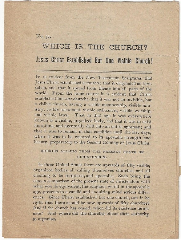 Item #1350 Which is the Church? Jesus Christ Established But One Visible Church! William Anderson.