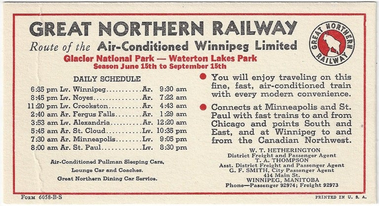 Item #1523 Great Northern Railway. Railroad, Great Northern.