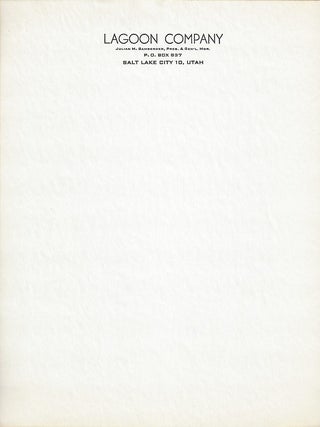 Item #1561 Lagoon Company letterhead. Julian M. Bamberger