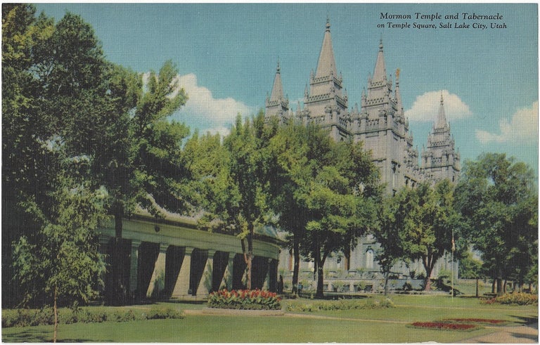 Item #1798 Mormon Temple and Tabernacle on Temple Square, Salt Lake City, Utah. Temple Block, LDS, Mormon.