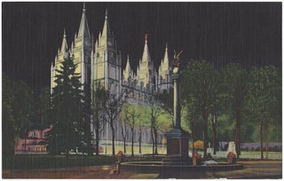 Item #1801 Mormon Temple Illuminated, Salt Lake City, Utah. Temple Block, LDS, Mormon