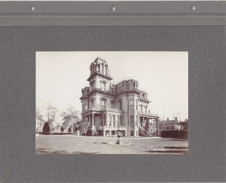 Item #2970 Gardo House, Salt Lake [BACKED WITH] Brigham Young's Grave / Brigham Young's Schoolhouse. Charles Roscoe Savage.