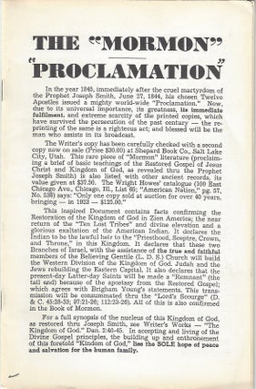Item #3423 The 'Mormon Proclamation'. Francis Michael Darter
