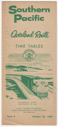 Item #4283 Overland Route Time Tables. Southern Pacific Lines