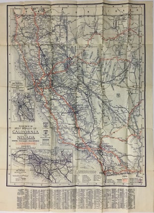 Item #442 Mileage Map of the Best Roads of California and Nevada. George S. Clason
