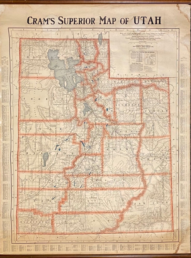 Item #4623 Cram's Superior Map of Utah. George F. Cram.
