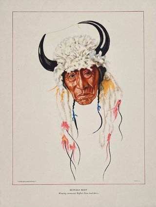Item #5407 Buffalo Body: Wearing ceremonial Buffalo Horn head-dress. Winhold Reiss