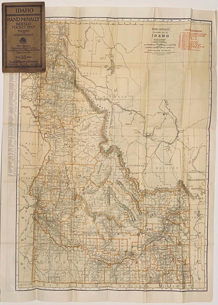 Item #6504 Rand McNally Indexed Pocket Map, Tourist' and Shippers' Guide of Idaho. Idaho.