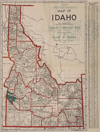 Item #6506 Map of Idaho. Caldwell Commercial Bank, Lowell, Madden
