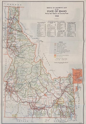 Item #6507 Bureau of Highways Map of the State of Idaho, Showing State Highways and Connecting...