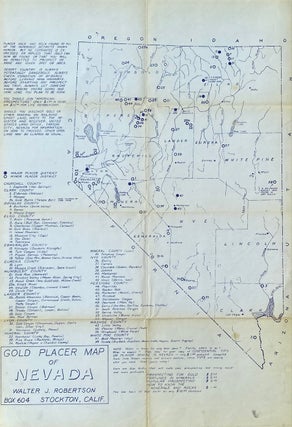 Item #7337 Gold Placer Map of Nevada. Walter J. Robertson