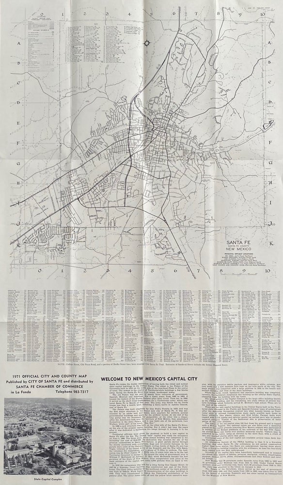 Item #7355 [Santa Fe] Official City and County Map. Chamber of Commerce.