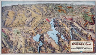 Item #7607 Panoramic Perspective Map of the Area Adjacent to Boulder Dam. As It Will Appear When...
