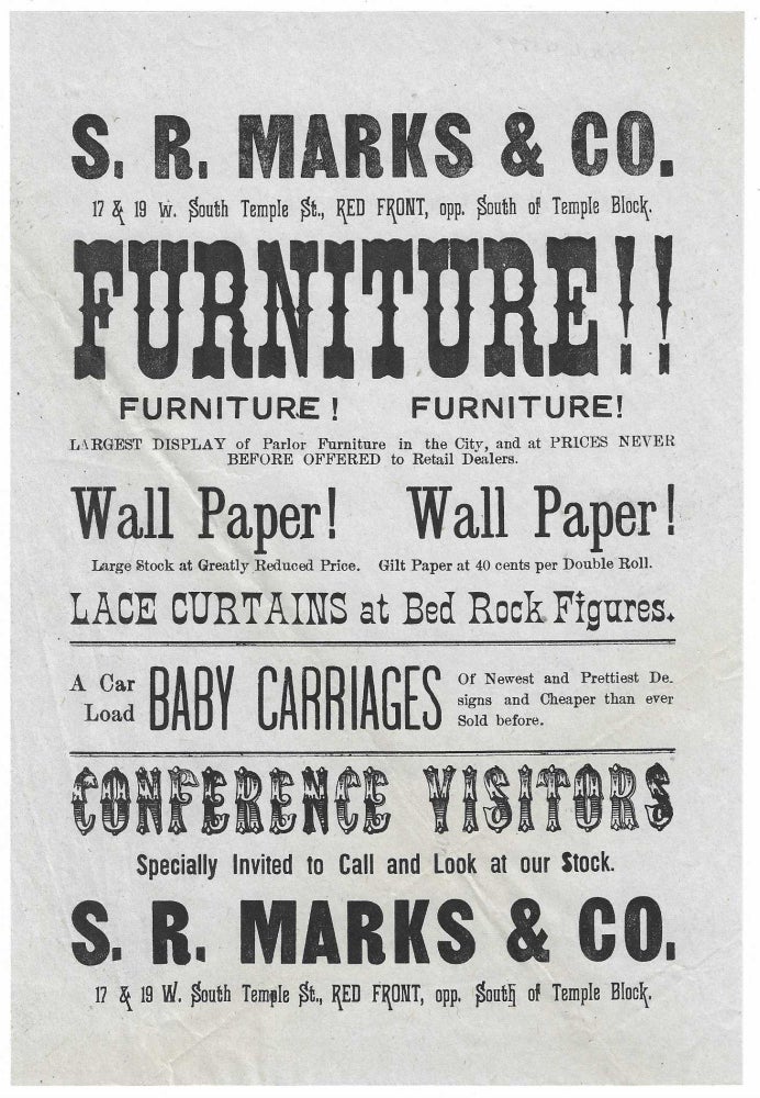 Item #7615 S.R. Marks & Co. Furniture!! Stephen R. Marks.