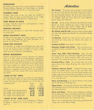 Sun Valley, Idaho. Rates and Information: Winter Season 1954,1955