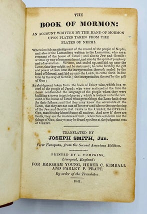 Item #8437 The Book of Mormon: An Account Written by the Hand of Mormon, Upon Plates Taken from...