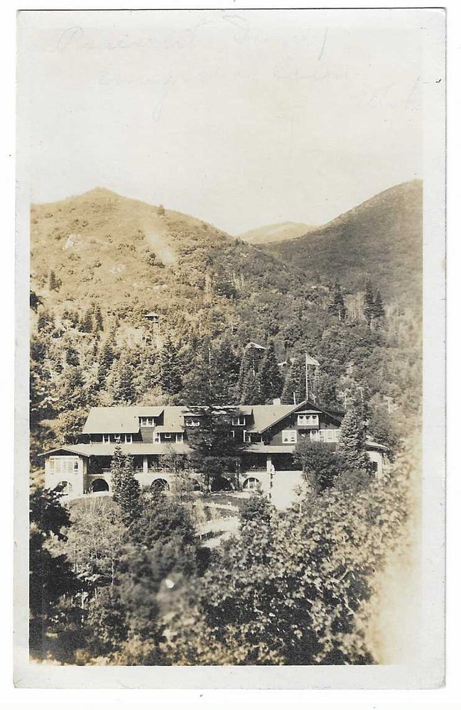 Item #8508 Pinecrest Inn - Emigration Canyon [Real Photo Postcard]. Emigration Canyon Railroad.