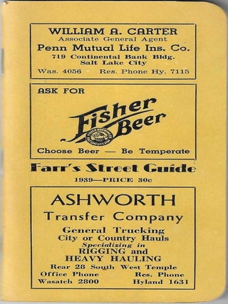 Item #8645 Farr's Street Guide of Salt Lake City, Utah. Fred C. Graham