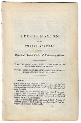 Item #8751 Proclamation of the Twelve Apostles of the Church of Jesus Christ of Latter-day...