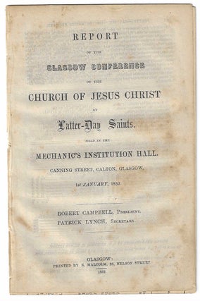 Item #8807 Report of the Glasgow Conference of the Church of Jesus Christ of Latter-day Saints....