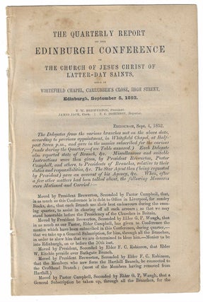 Item #8808 The Quarterly Report of the Edinburgh Conference of the Church of Jesus Christ of...