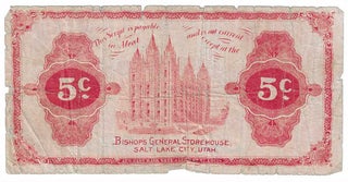 Item #8893 Bishop's General Store House 5¢ Meat Note. Mormon Money