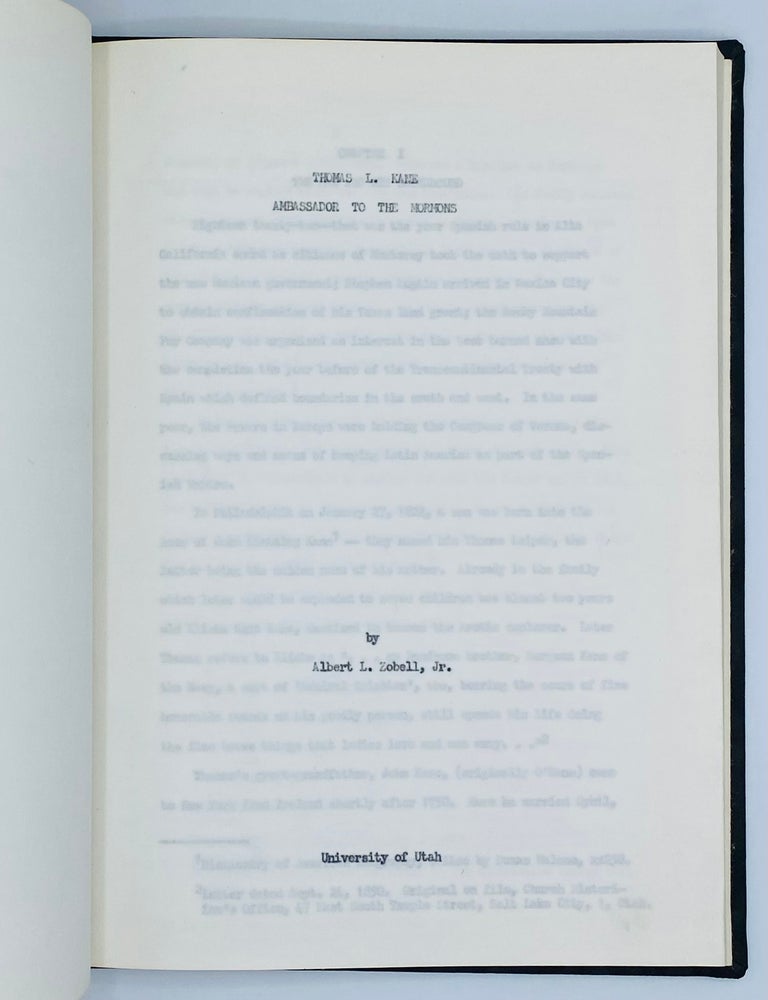 Item #9828 Thomas L. Kane: Ambassador to the Mormons. Albert L. Zobell